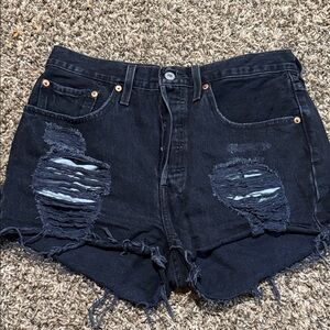 Levi's Dark Denim Distressed Shorts